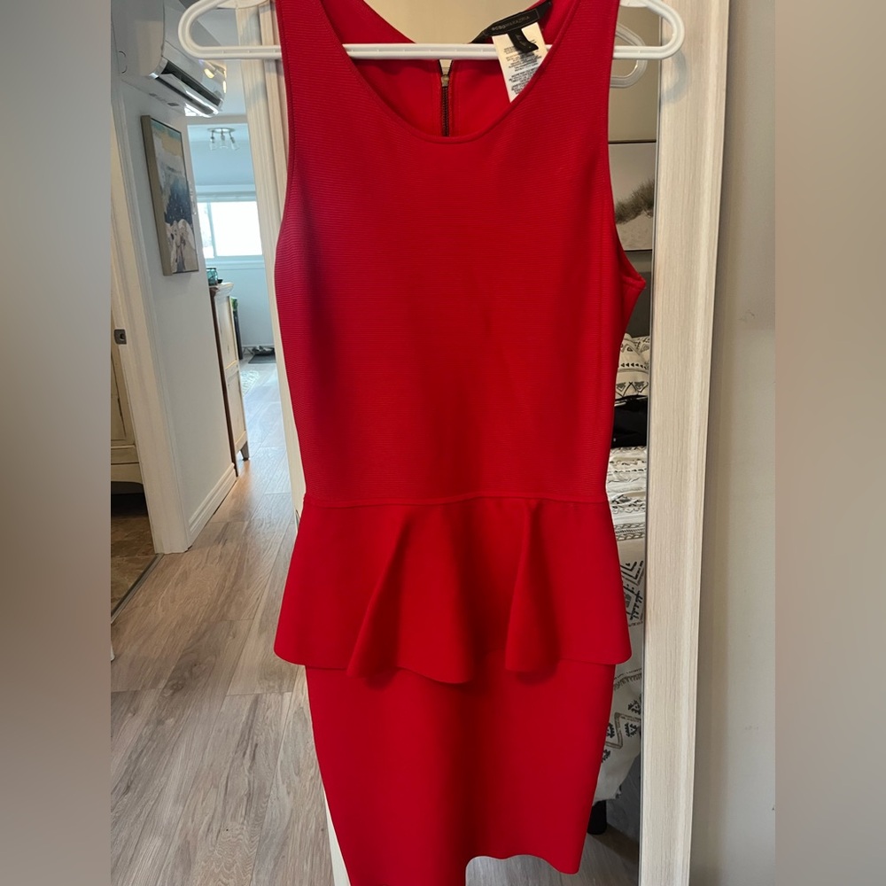 BCBG red peplum dress size small